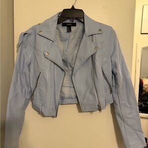 Forever 21 Sky Blue Leather Jacket